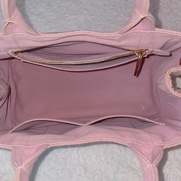 Prada Canapa RARE Light Pink Small Canvas Tote Shoulder Crossbody Bag w/ Strap